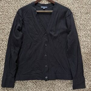 Brooks Brothers Womens M Black‎ Pima Cotton Button Front Cardigan Preppy Classic